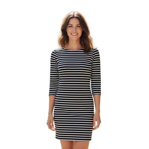 Old Navy Petite Stripe Navy Mini Dress 3/4 Sleeve